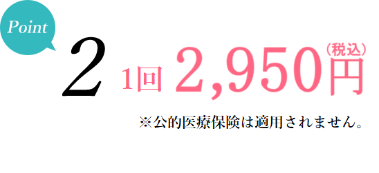 ポイント2 - 1回2,950円(税込)。追加料金一切なし・コース設定なし